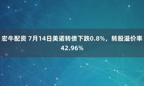 宏牛配资 7月14日美诺转债下跌0.8%，转股溢价率42.96%